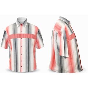 Men’s Retro Rockabilly Striped Button Up Shirt Red Large Short Sleeve Vtg ECKO